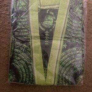 New African Large Kapala Dye V neck  dress with matching Scarf